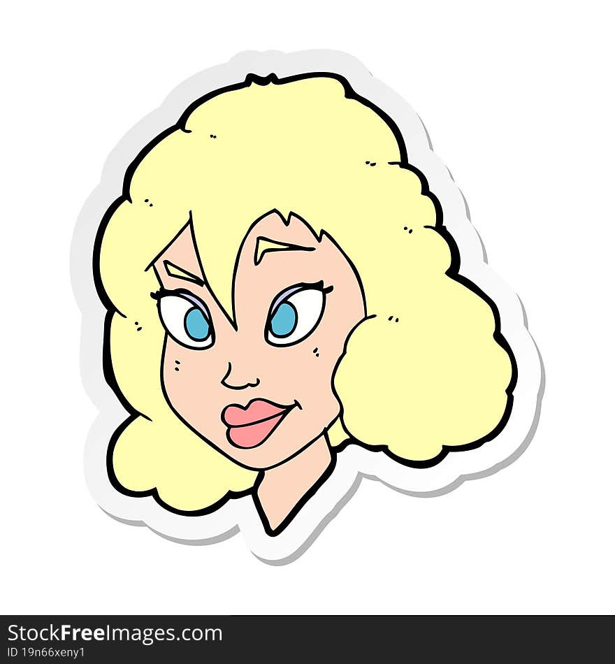 sticker of a cartoon pretty woman