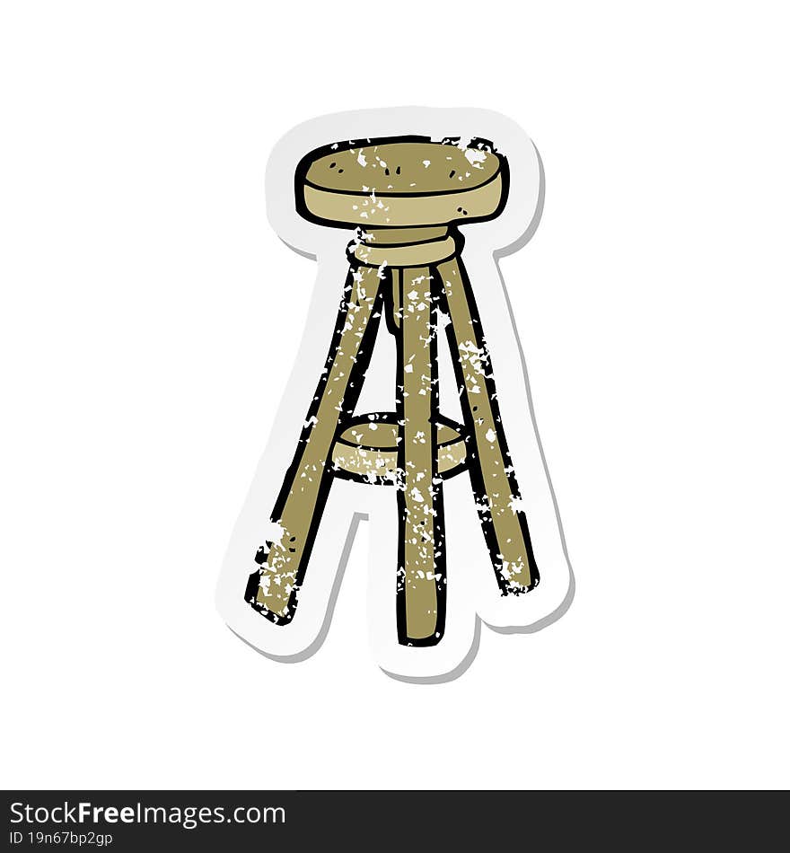 Retro Distressed Sticker Of A Cartoon Stool