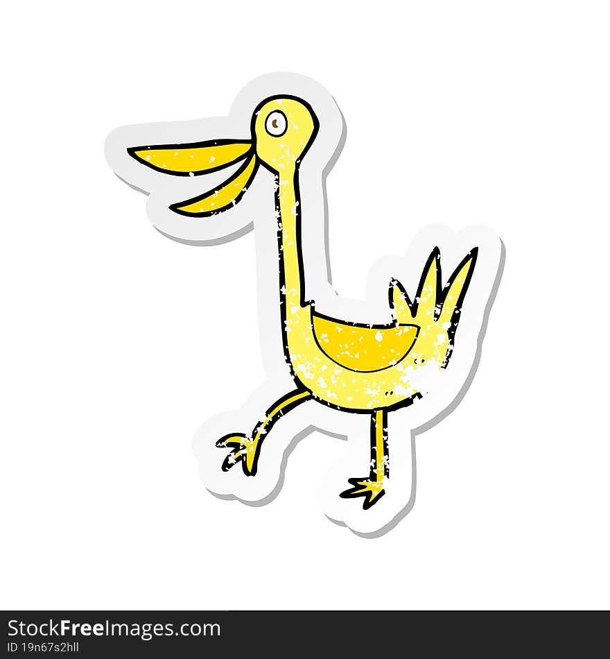 Retro Distressed Sticker Of A Funny Cartoon Duck