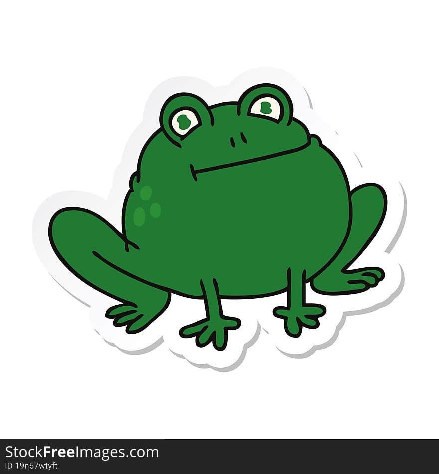 sticker of a quirky hand drawn cartoon frog