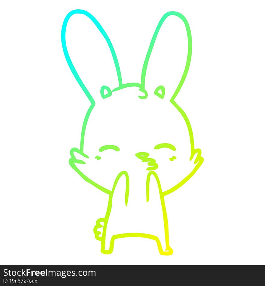 Cold Gradient Line Drawing Curious Bunny Cartoon