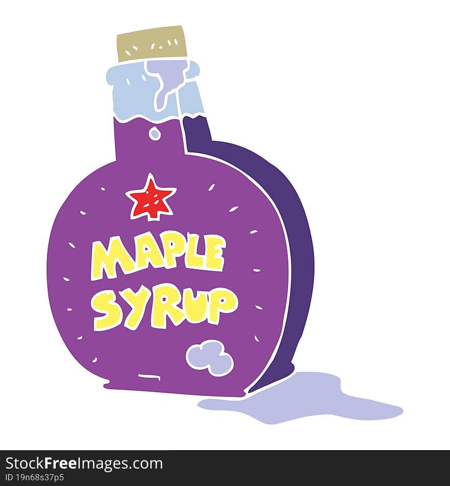 flat color illustration of a cartoon maple syrup bottle