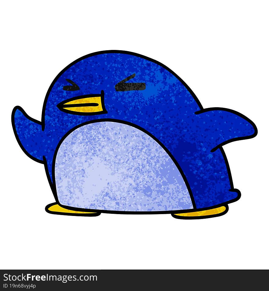 textured cartoon kawaii of a cute penguin