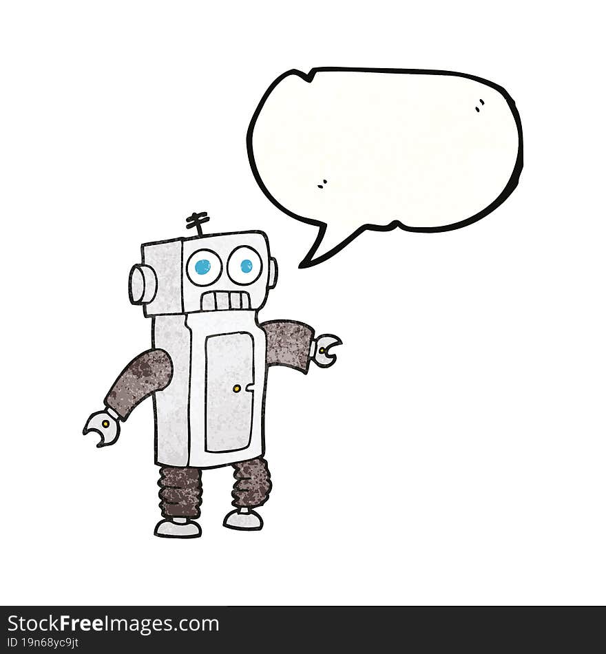 speech bubble textured cartoon robot