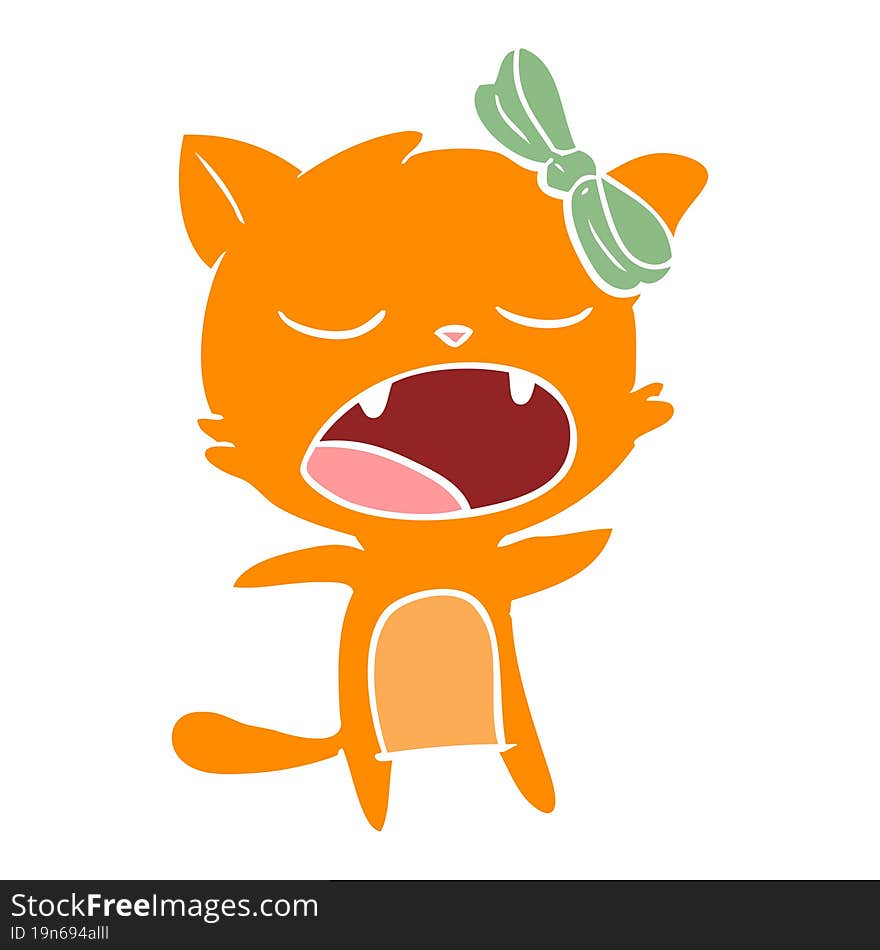 flat color style cartoon singing cat