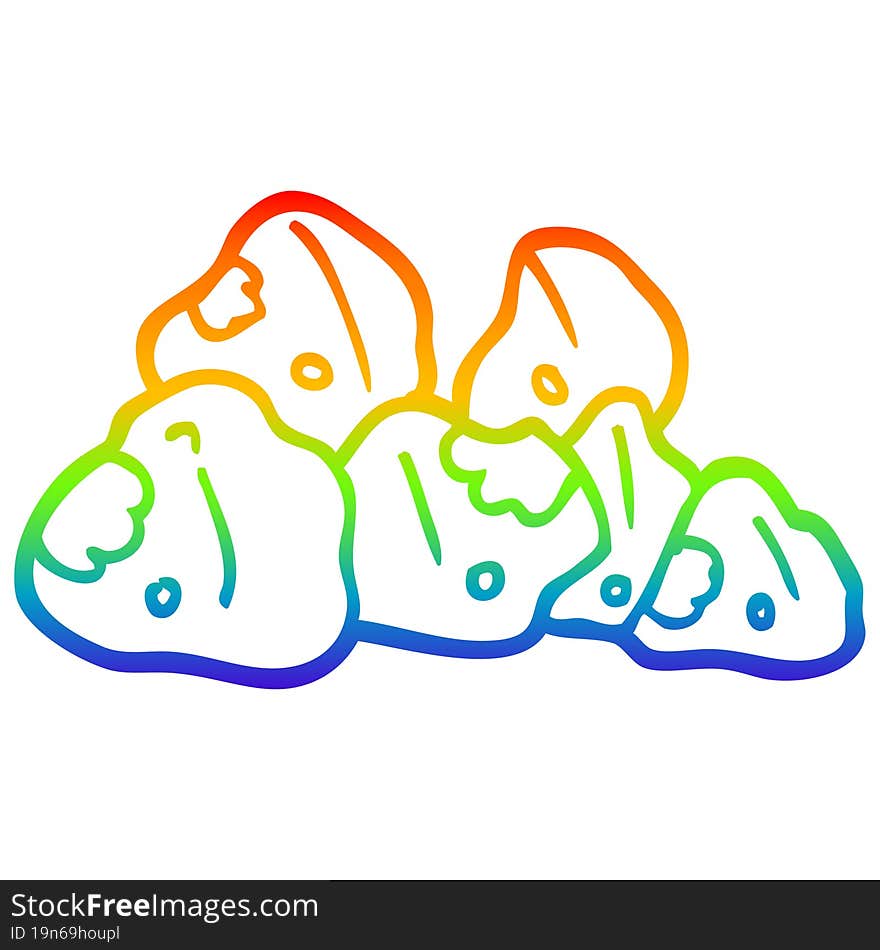 rainbow gradient line drawing cartoon boulders