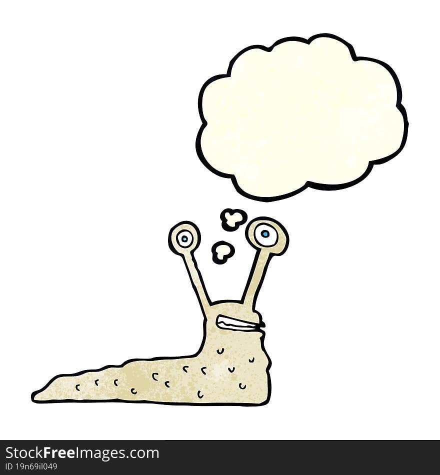 cartoon slug with thought bubble