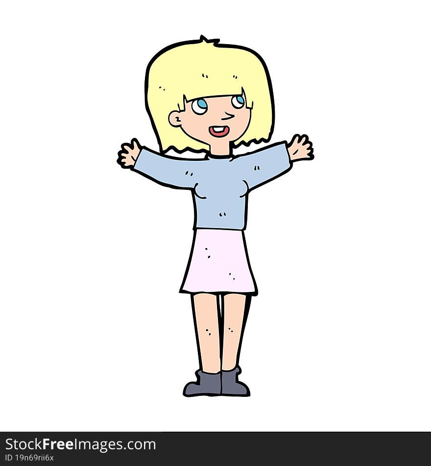 cartoon excited woman