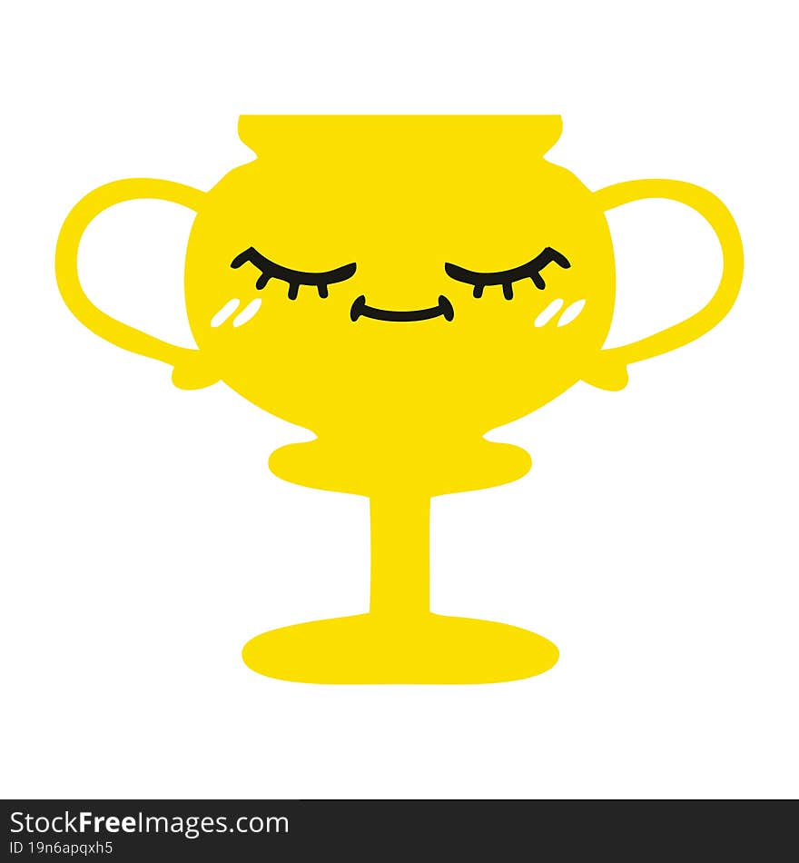 flat color retro cartoon trophy