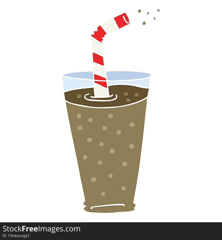 flat color illustration of fizzy drink in glass. flat color illustration of fizzy drink in glass