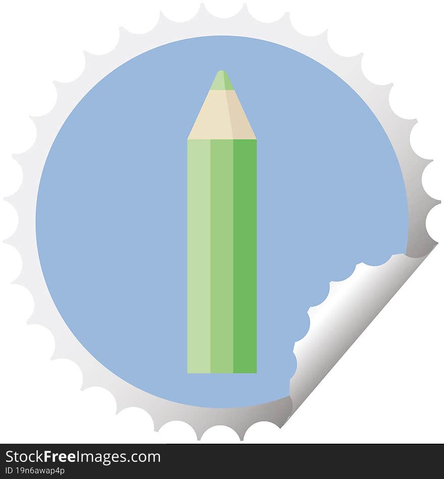 Green Coloring Pencil Round Sticker Stamp