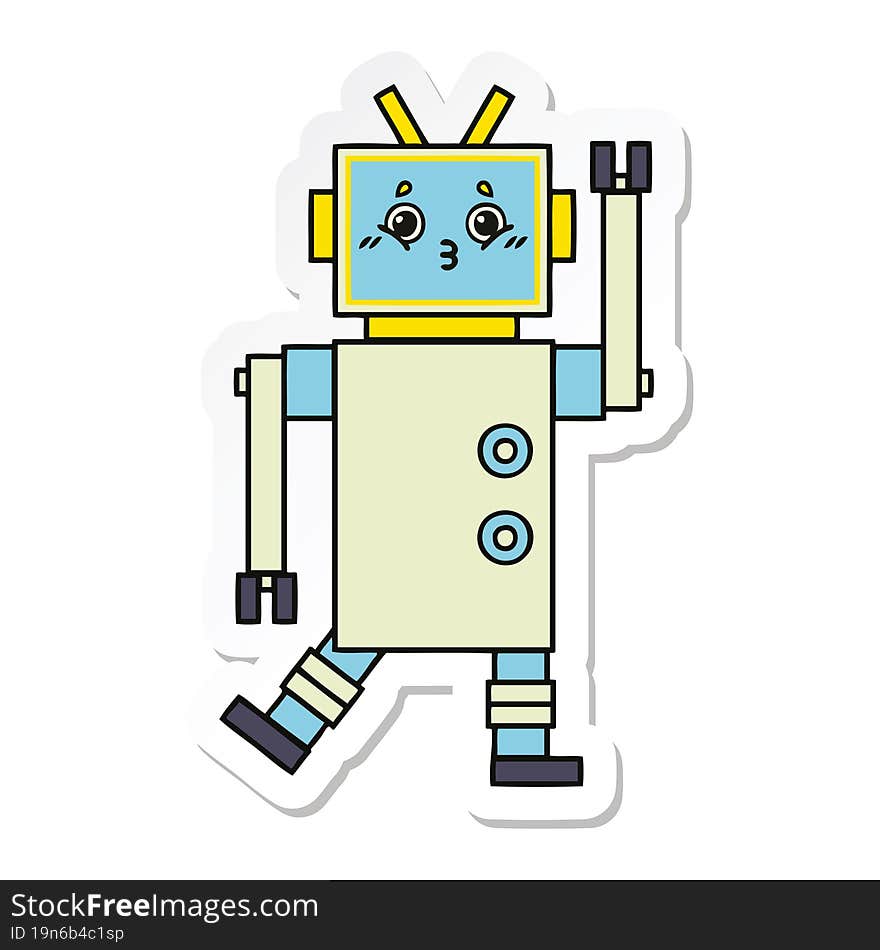 Sticker Of A Cute Cartoon Robot