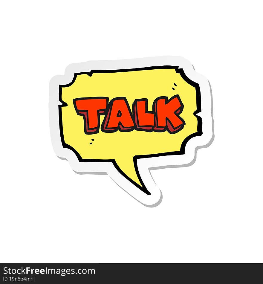 sticker of a cartoon talk symbol