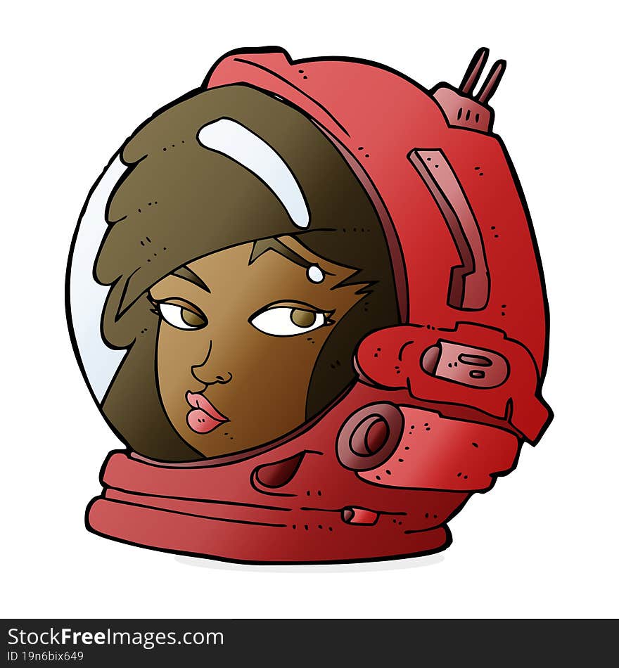 cartoon female astronaut