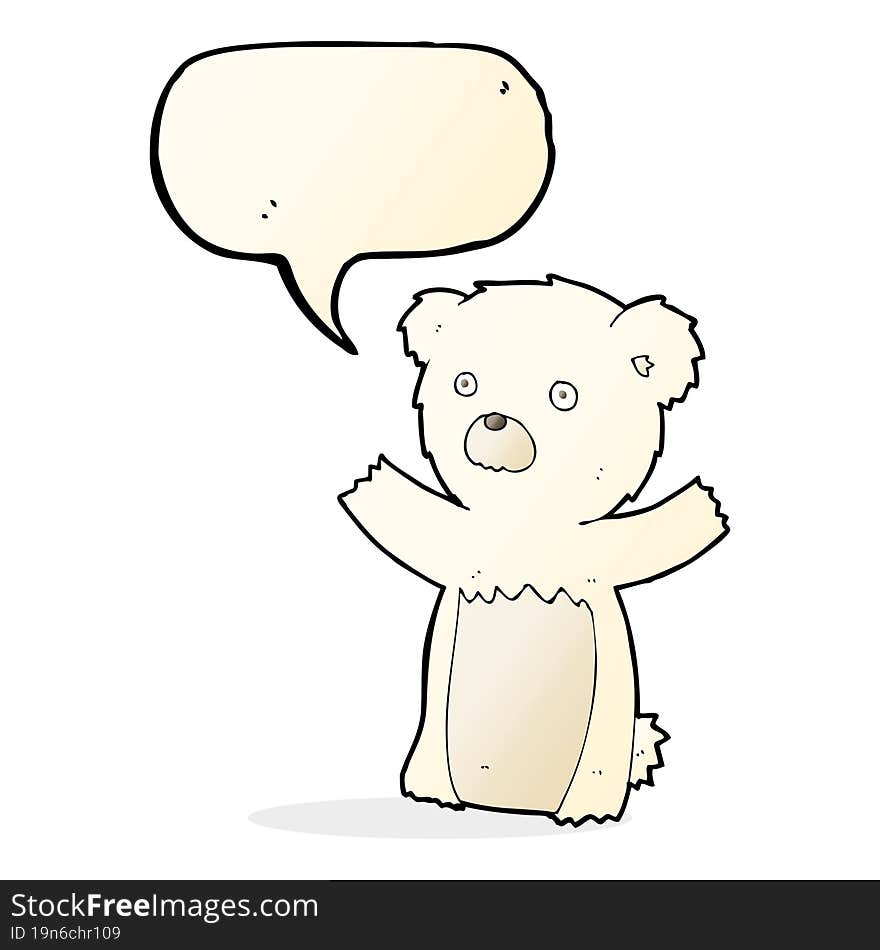 cartoon polar bear cub with speech bubble