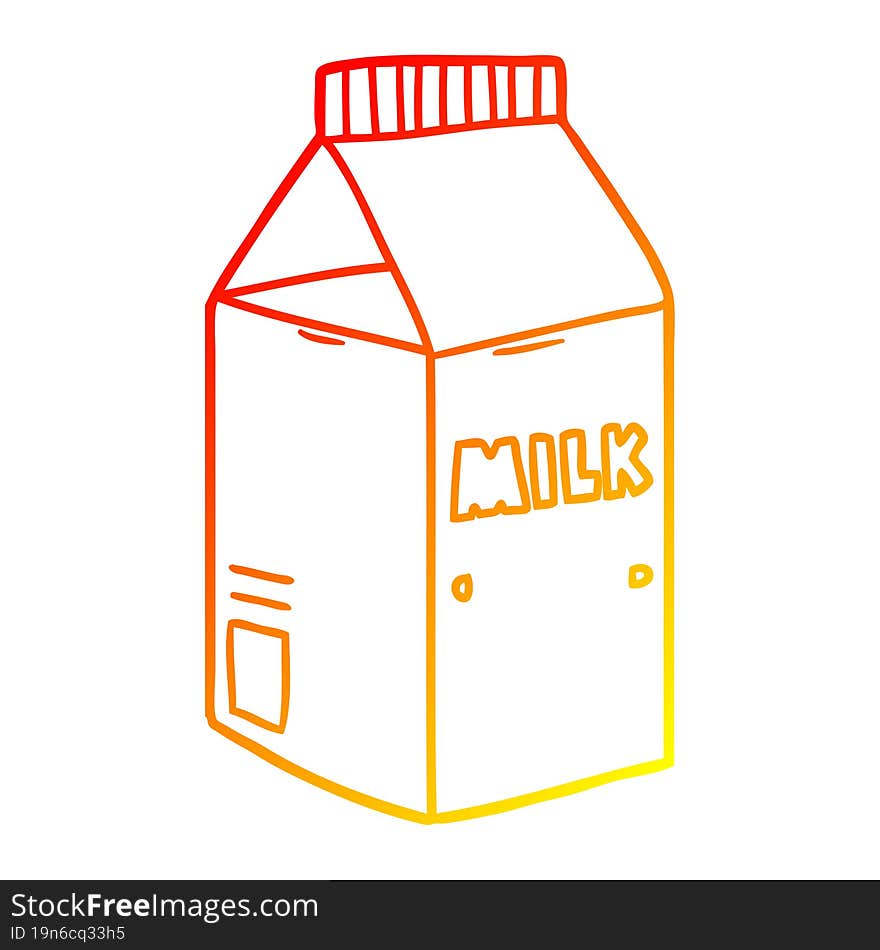 warm gradient line drawing cartoon milk carton