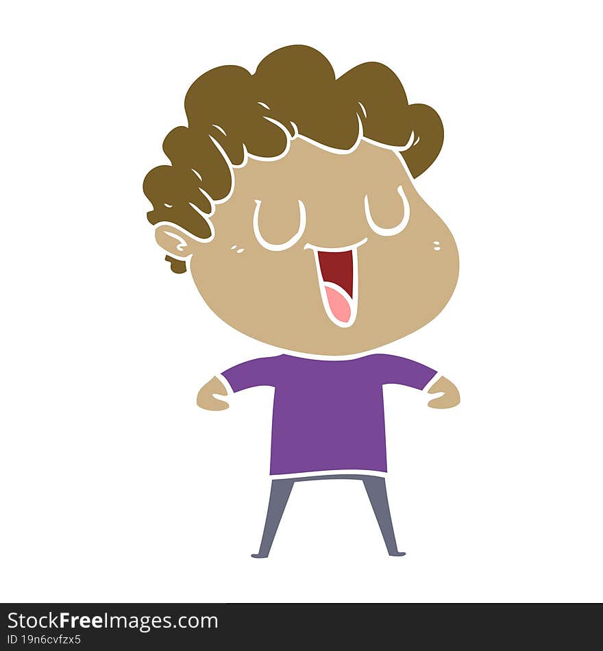 Laughing Flat Color Style Cartoon Man