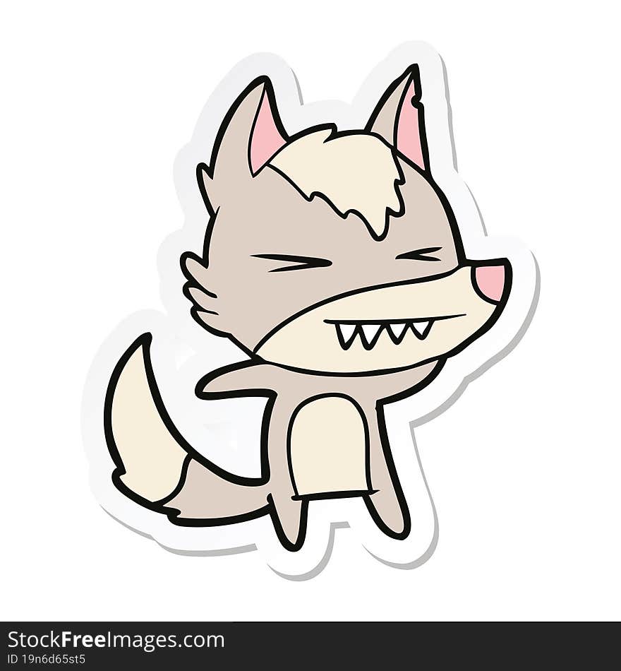 Sticker Of A Angry Wolf Cartoon