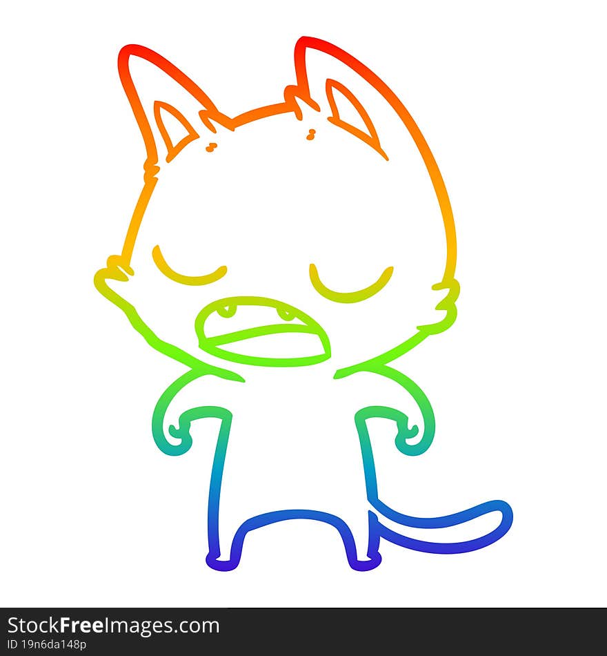 rainbow gradient line drawing talking cat cartoon