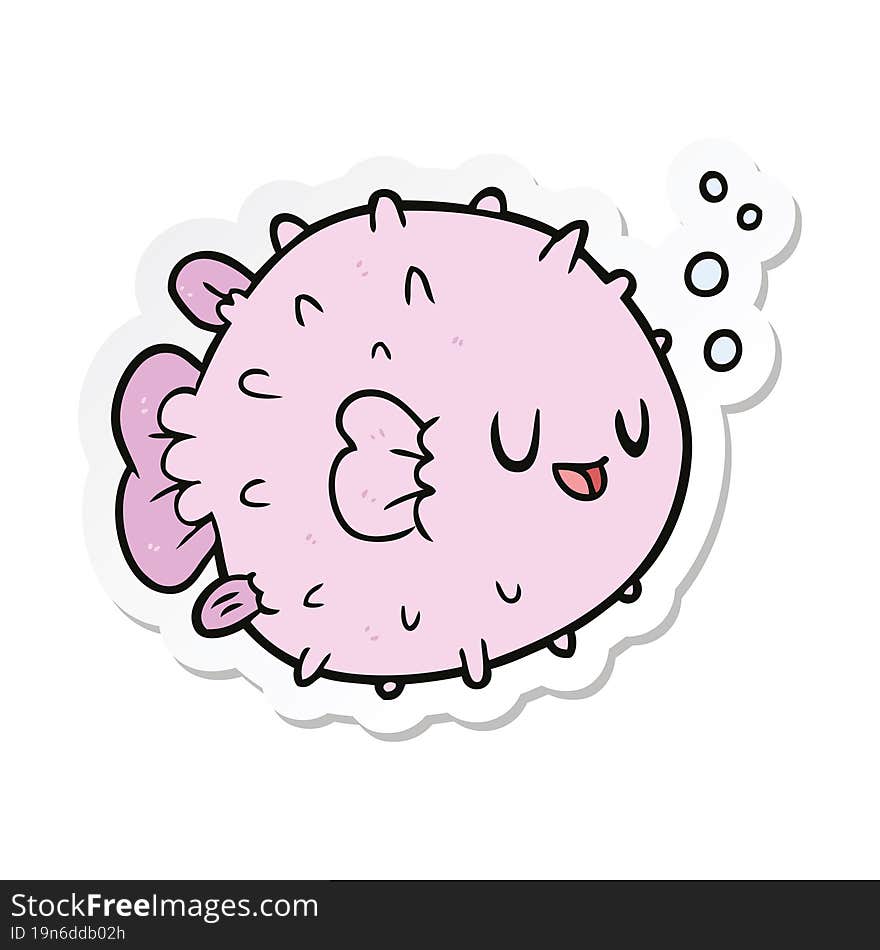 sticker of a cartoon blowfish