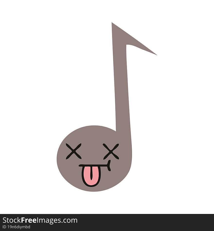 Flat Color Retro Cartoon Musical Note