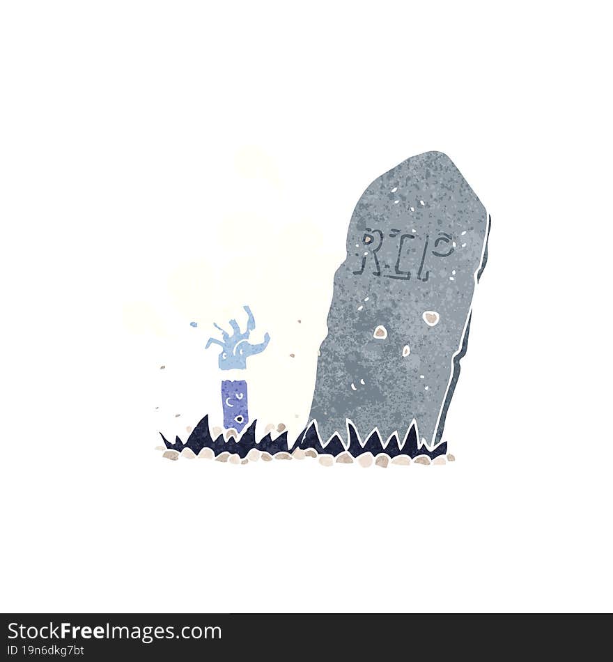 cartoon zombie rising from grave