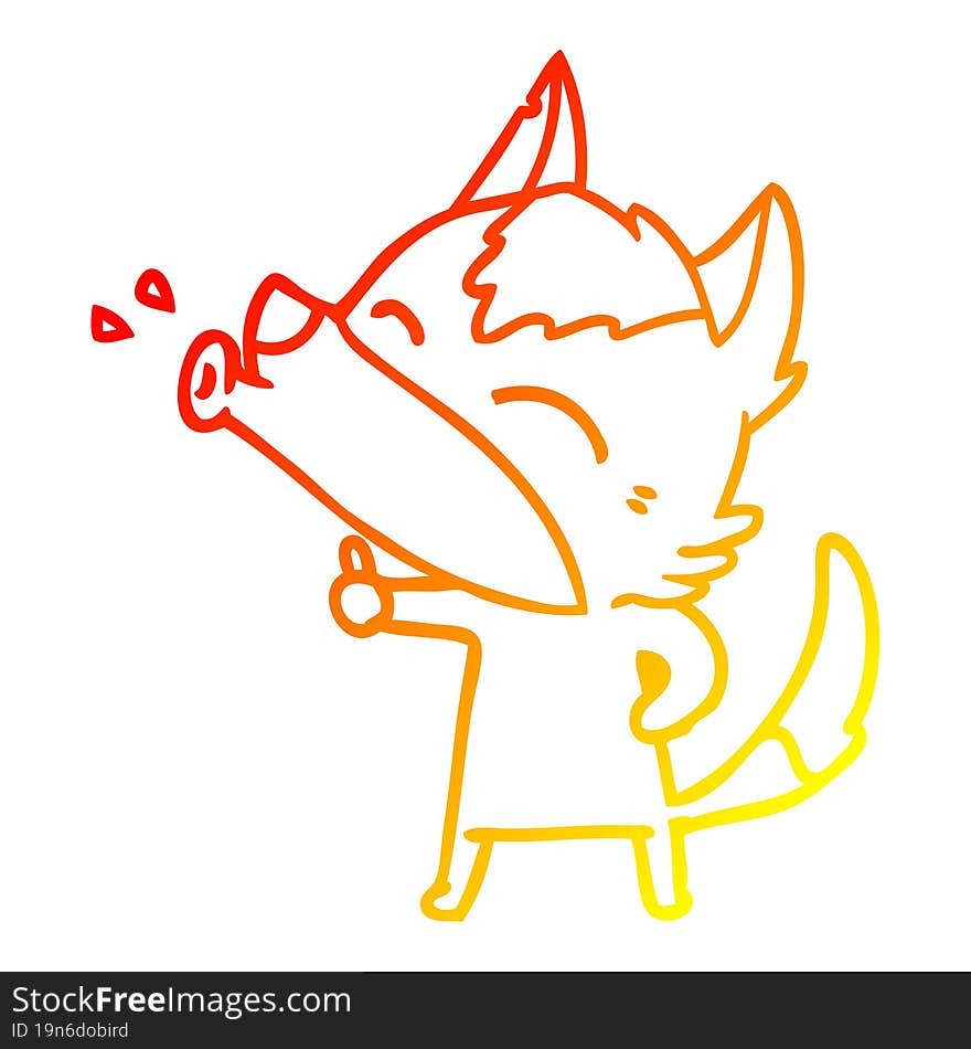 warm gradient line drawing howling wolf cartoon