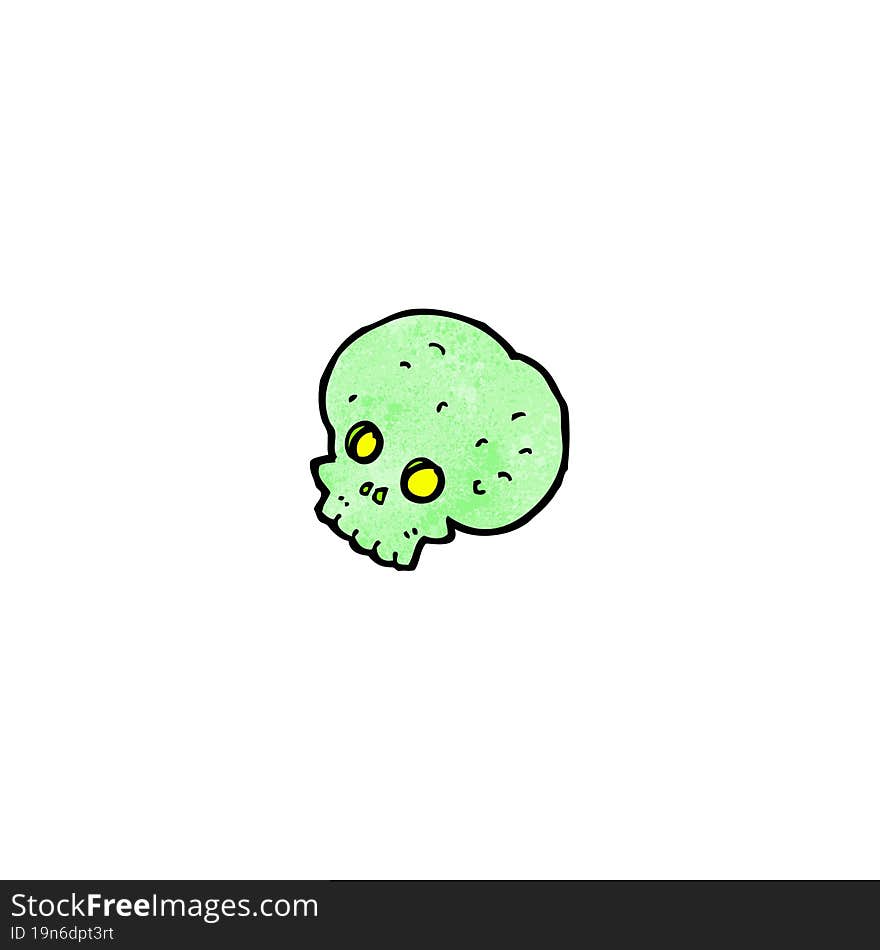 Cartoon Spooky Green Skull