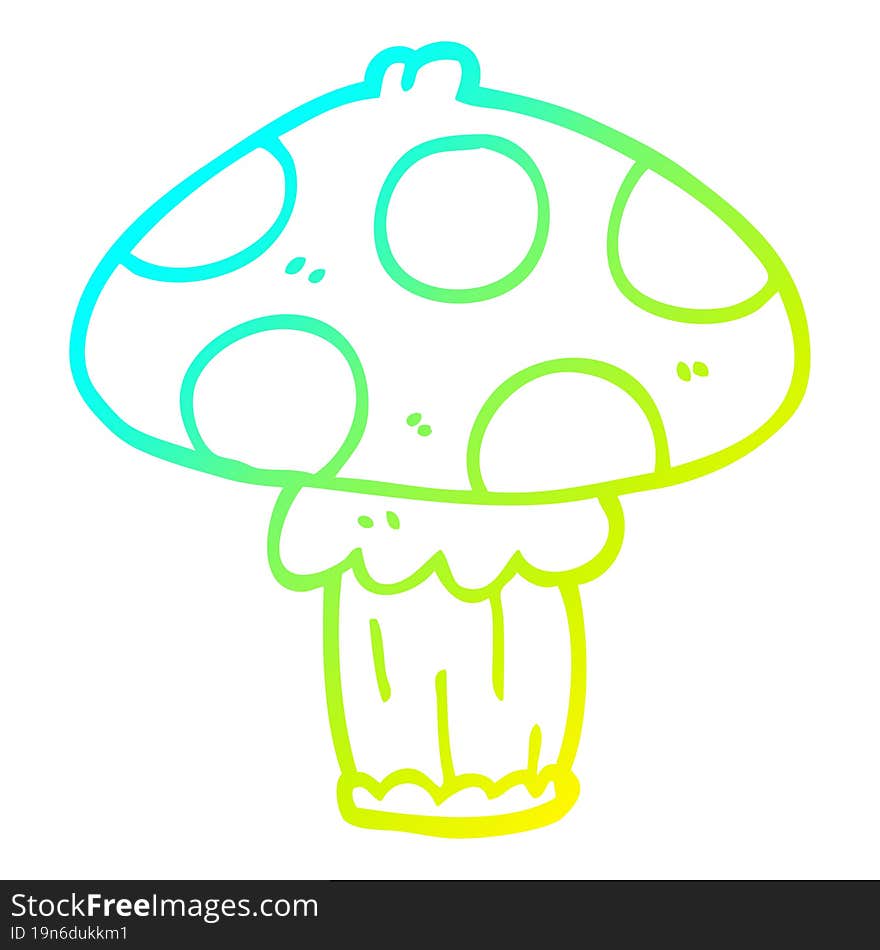 Cold Gradient Line Drawing Cartoon Mushroom