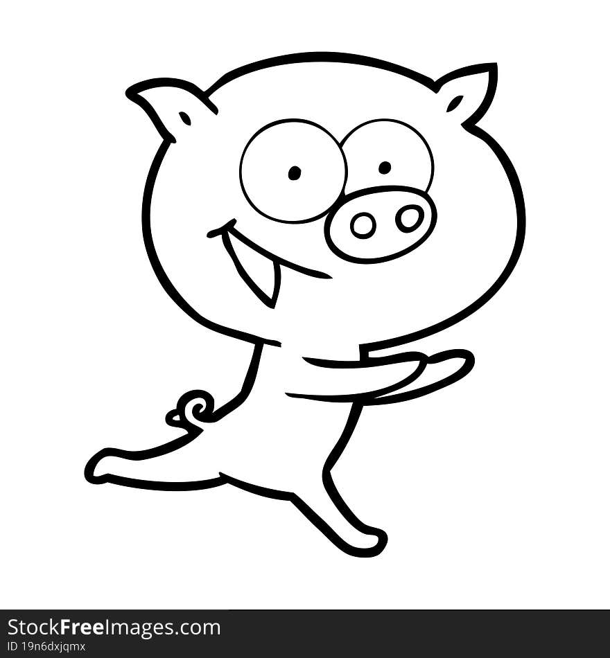 cheerful pig cartoon. cheerful pig cartoon