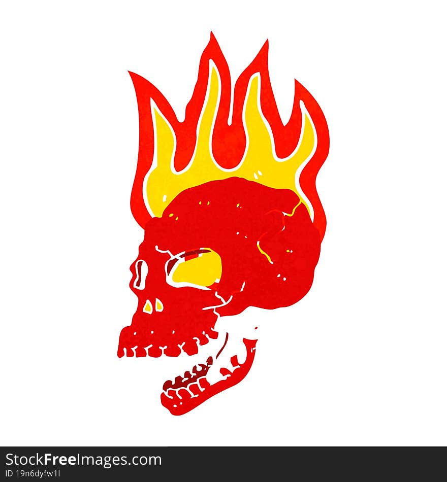 cartoon flaming skull