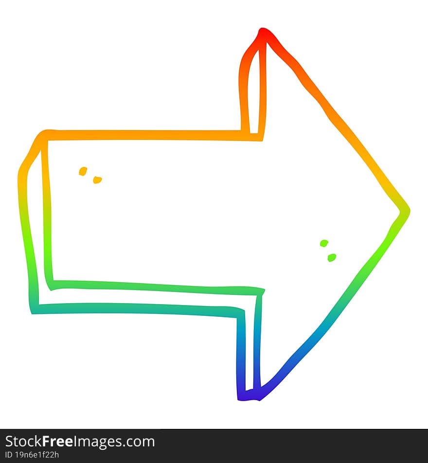 rainbow gradient line drawing cartoon pointing arrow