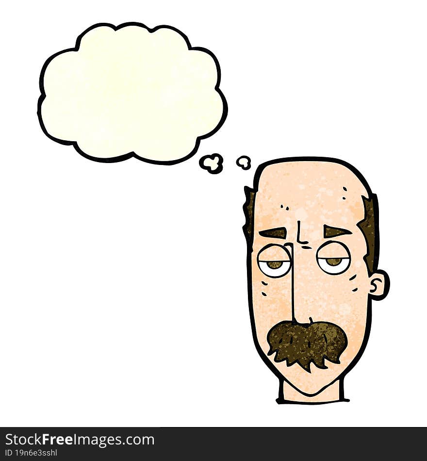 cartoon bored old man with thought bubble