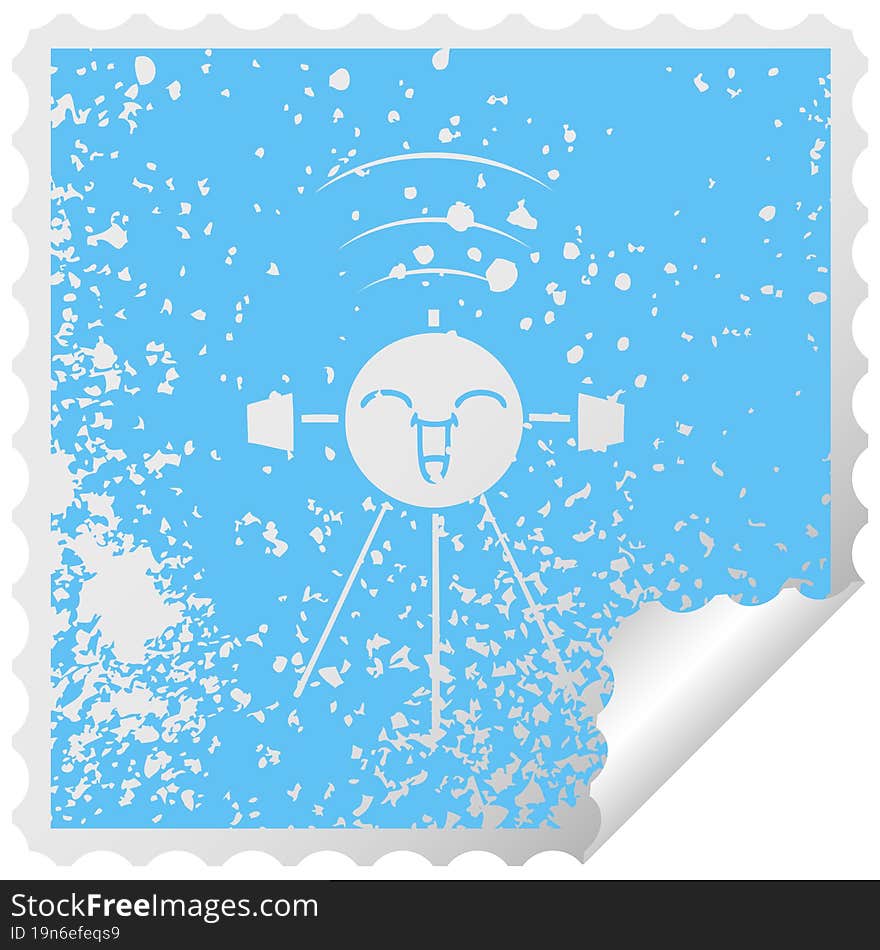 distressed square peeling sticker symbol satellite