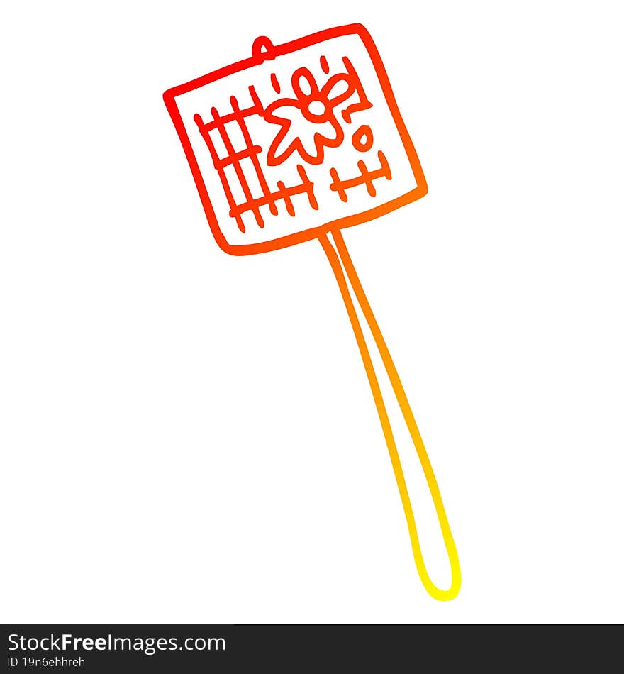 warm gradient line drawing of a cartoon fly swatter