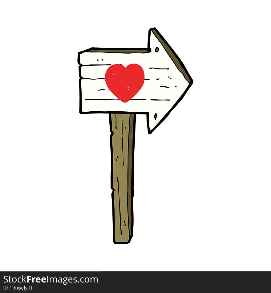 cartoon love heart sign post