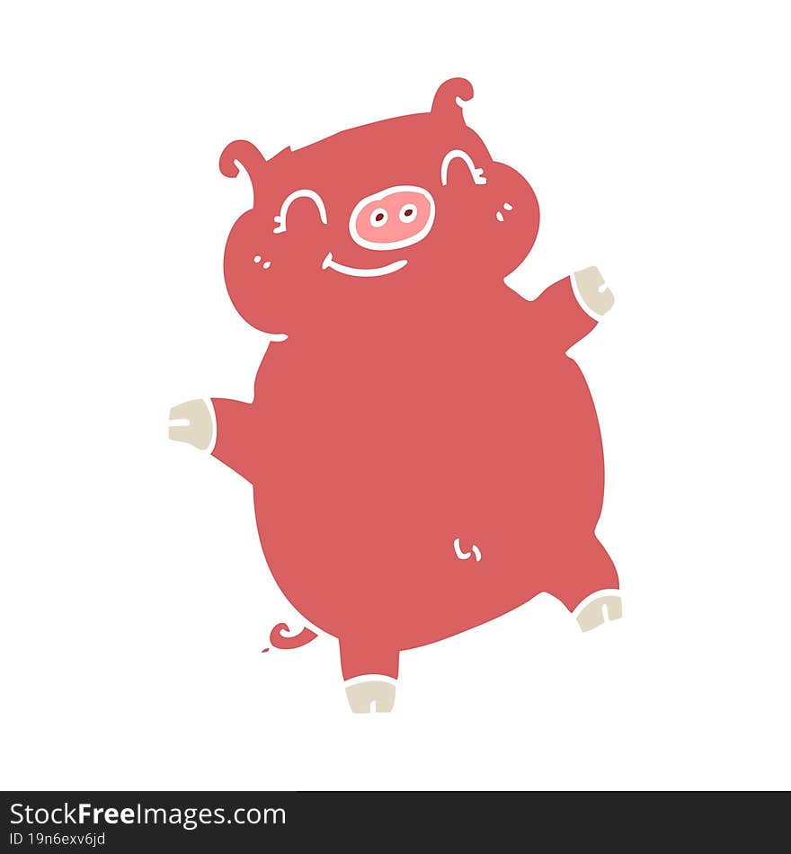 Flat Color Style Cartoon Pig