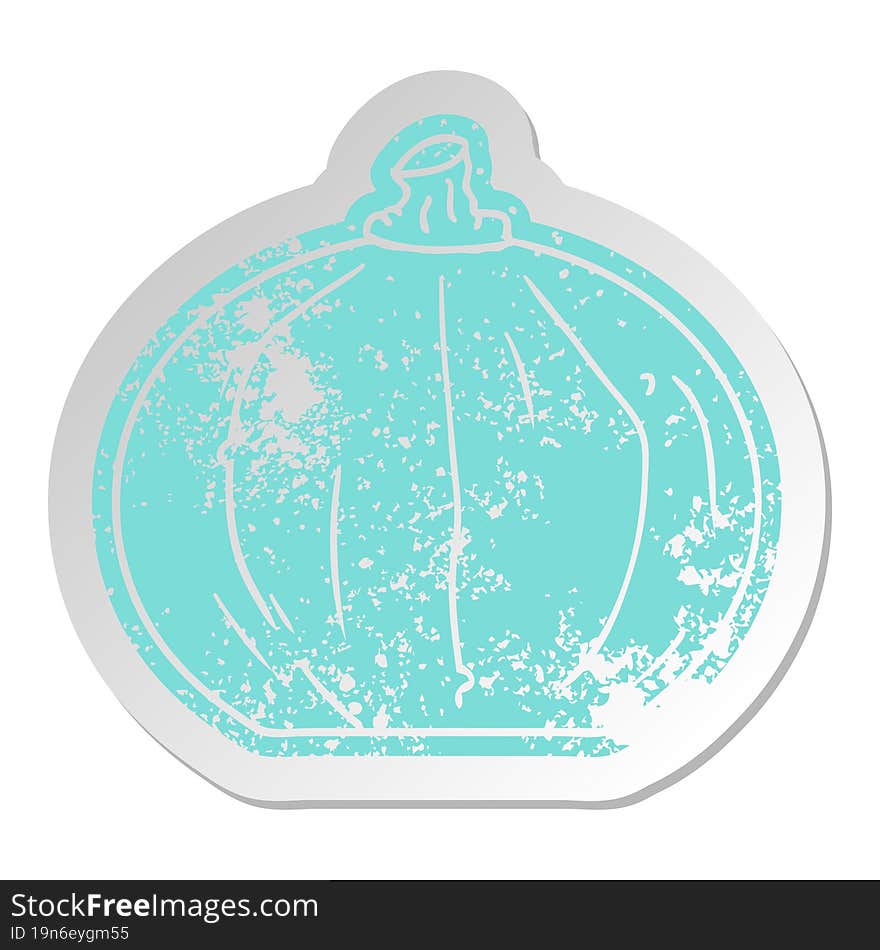 distressed old sticker of a pumpkin