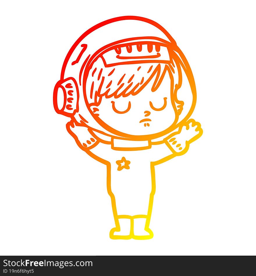 warm gradient line drawing of a cartoon astronaut woman