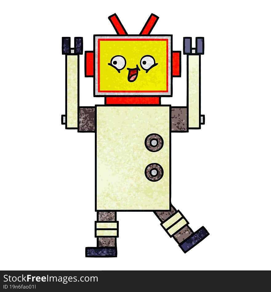 Retro Grunge Texture Cartoon Robot