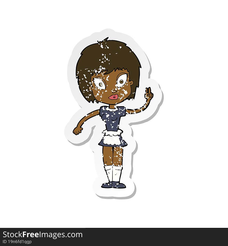 retro distressed sticker of a cartoon maid