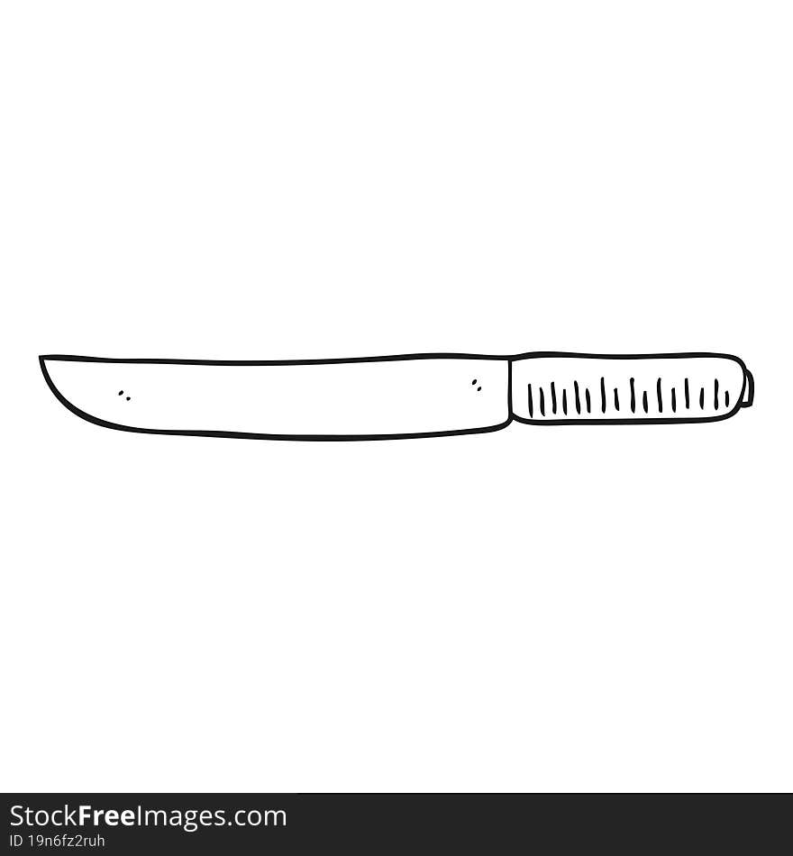 freehand drawn black and white cartoon butter knife