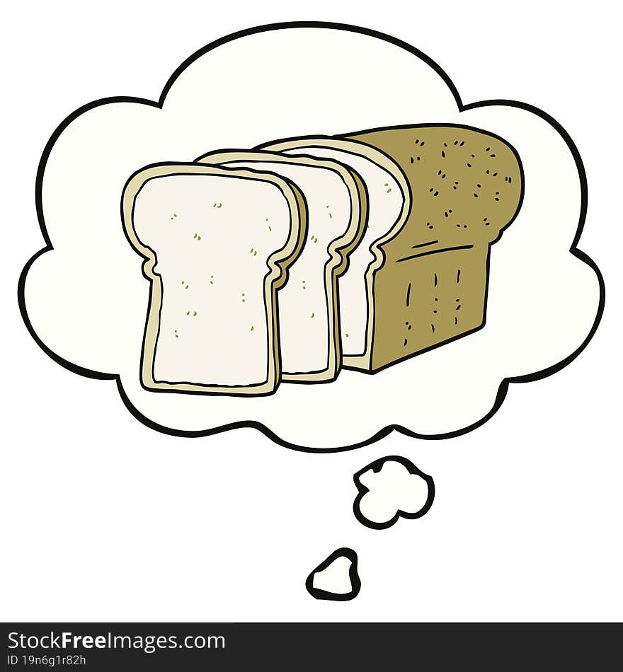 cartoon sliced bread and thought bubble