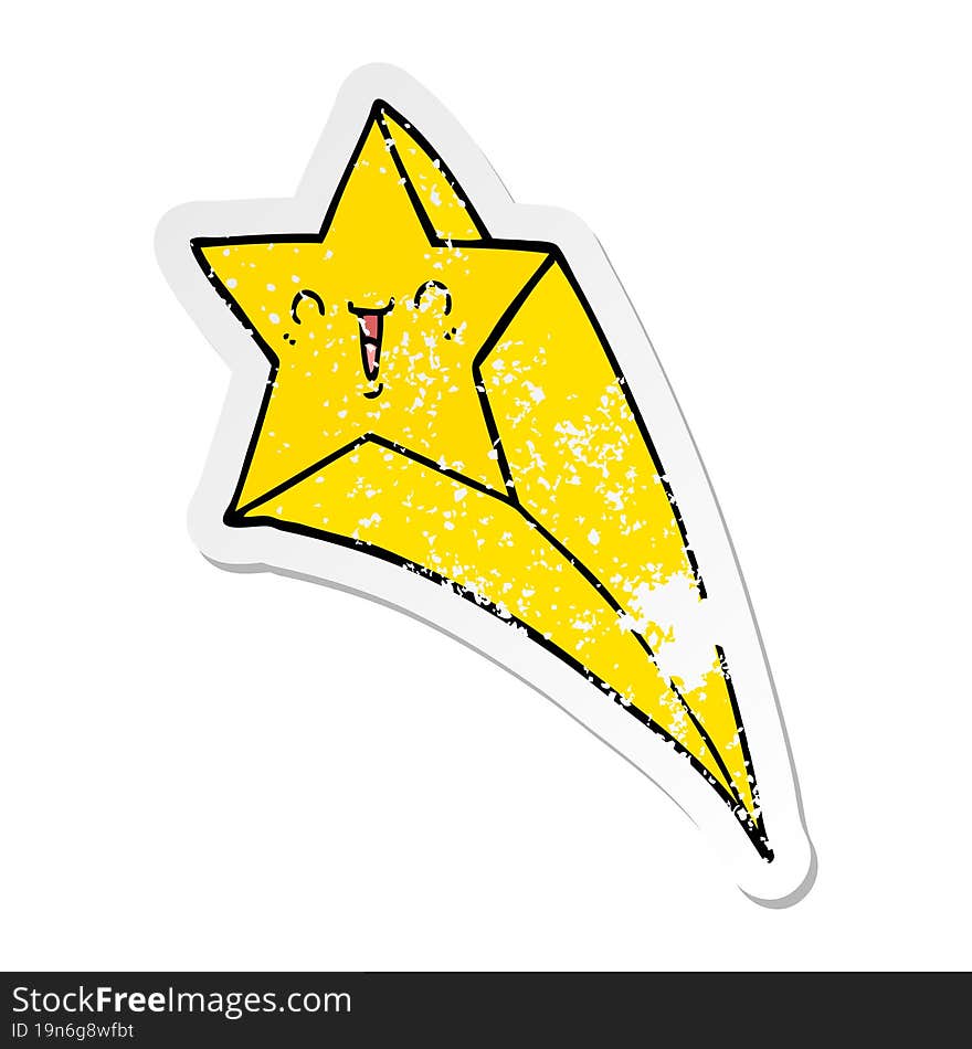 Distressed Sticker Of A Cartoon Shooting Star