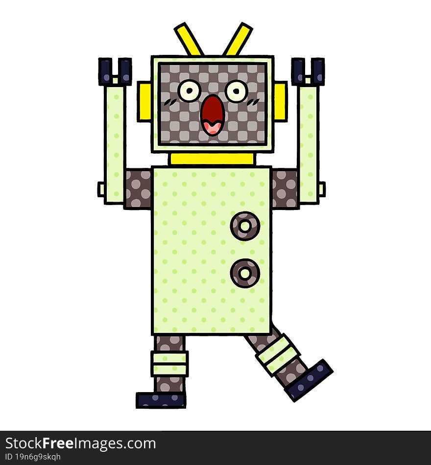 comic book style cartoon of a robot