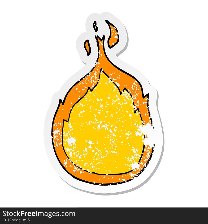 distressed sticker of a cartoon flames