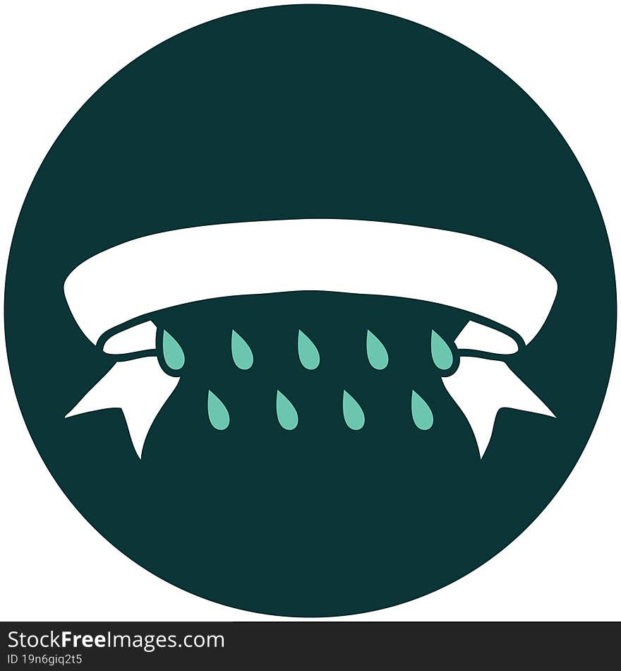 icon with banner of rain drops