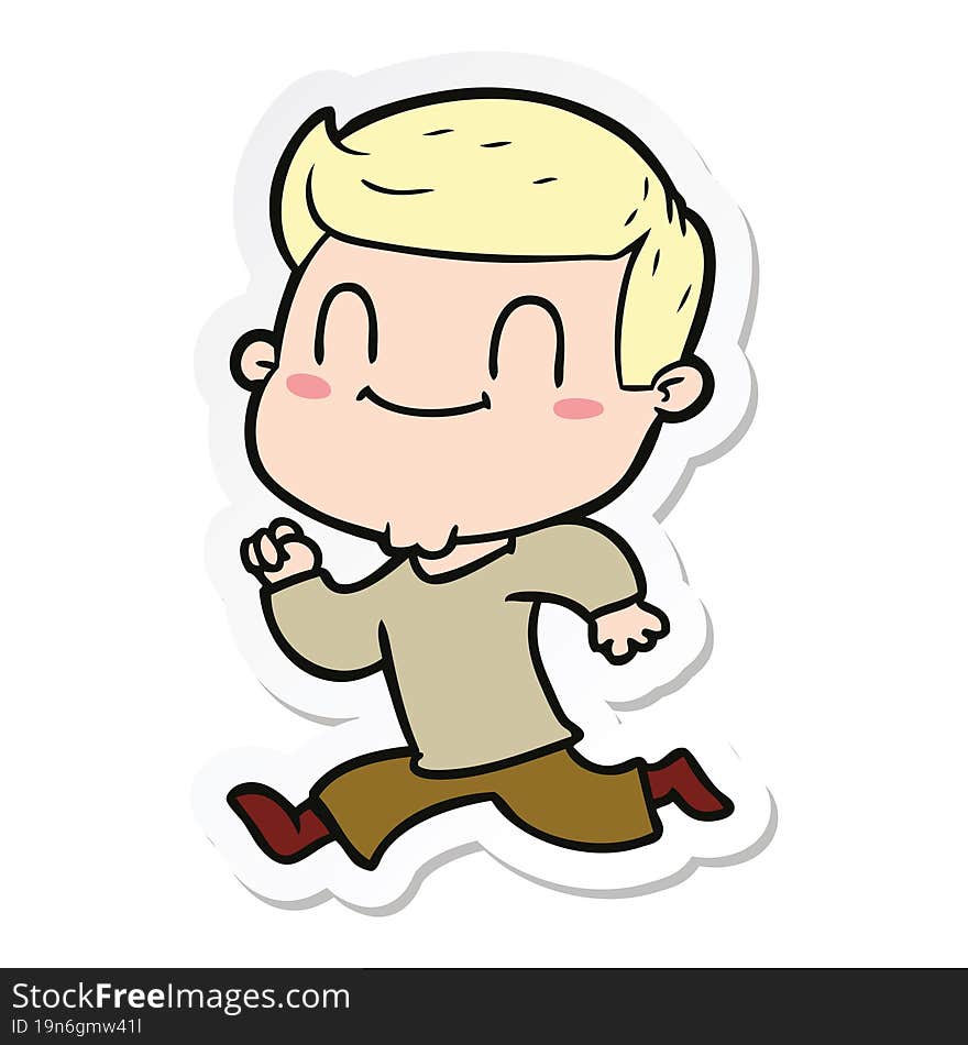 sticker of a cartoon friendly man