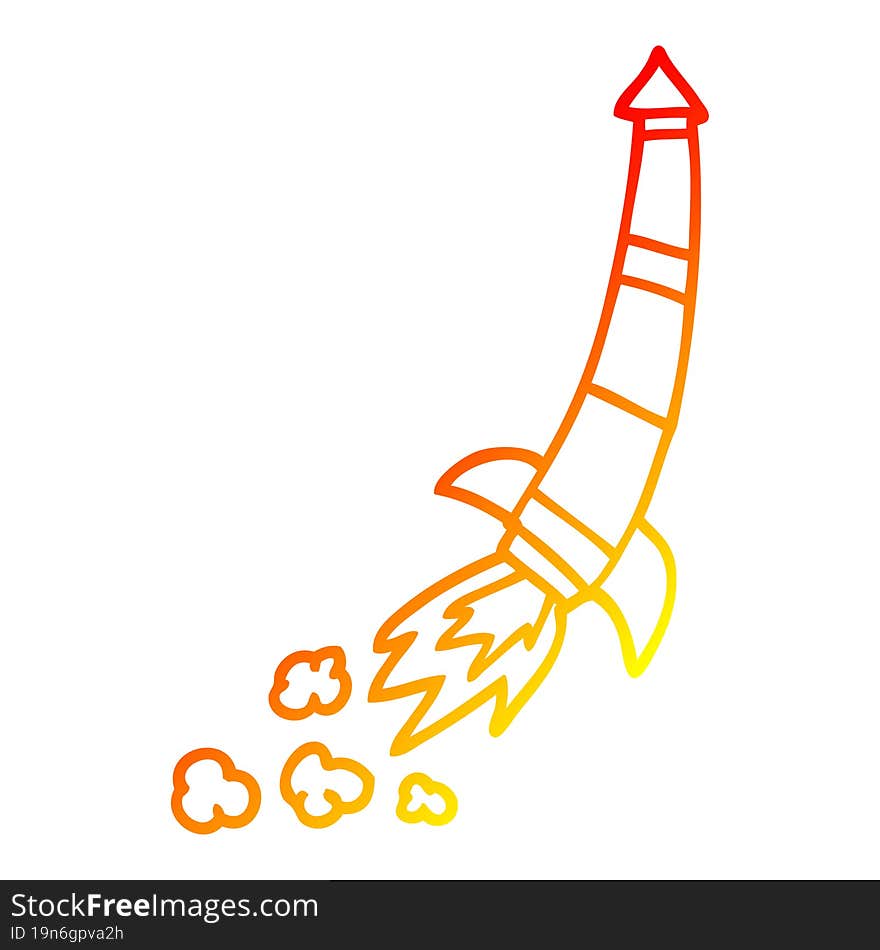 warm gradient line drawing cartoon space rocket