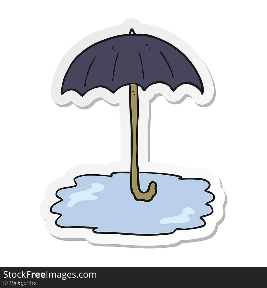 Sticker Of A Cartoon Wet Umbrella